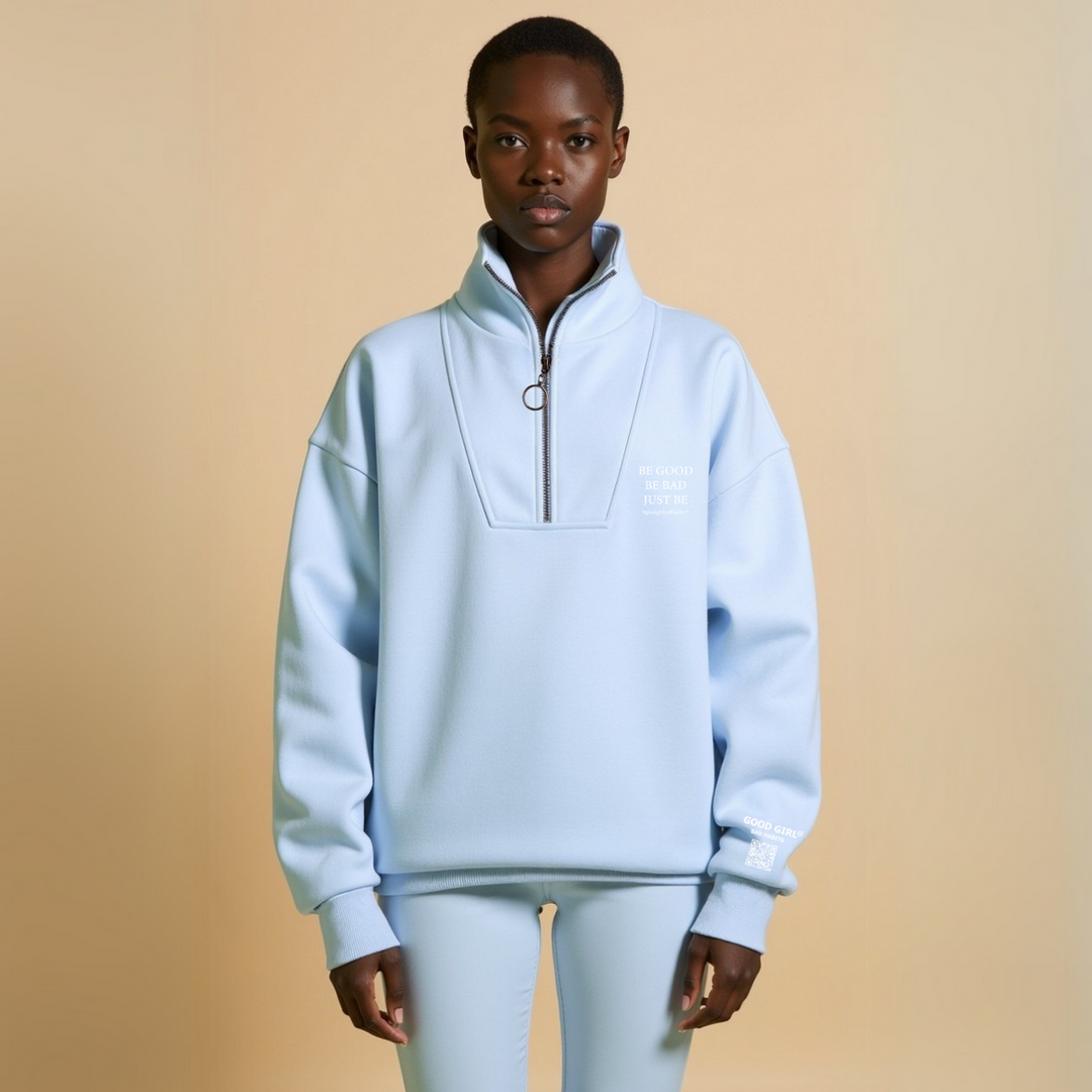 Mi-zip sueur "sois bien soyez mauvais juste" - noir