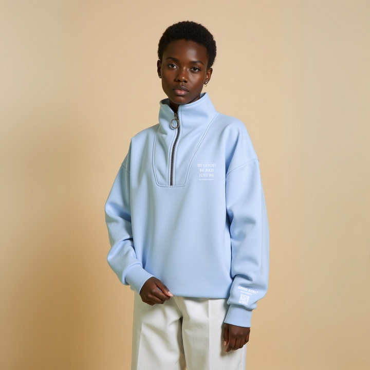 Mi-zip sueur "sois bien soyez mauvais juste" - noir