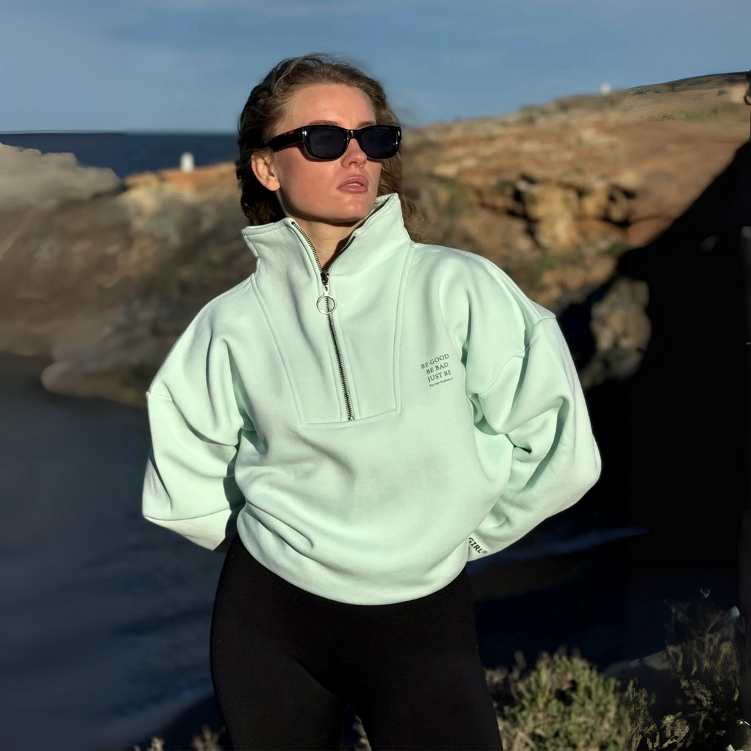 Mi-zip sueur "sois bien soyez mauvais juste" - noir