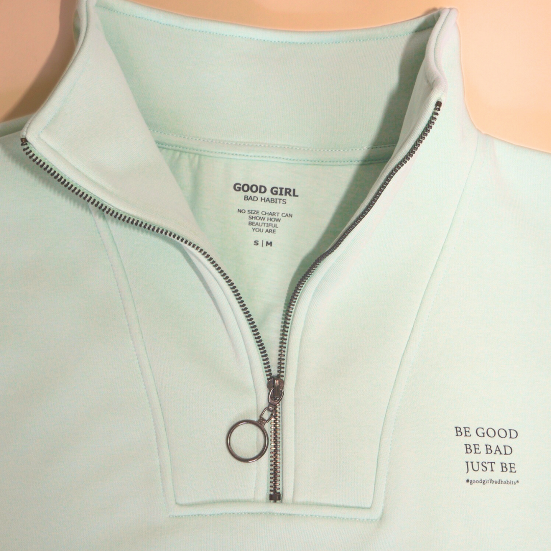 Mi-zip sueur "sois bien soyez mauvais juste" - noir